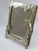 An Art Nouveau-Style Pewter Framed Mirror, approx 27 x 36 cms.