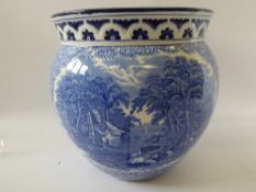 A Large Fenton Foley Ware Blue and White Conservatory Planter, approx 28 cms