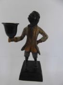 A Continental Bronze Cast Figure of a Monkey Servant/Candlestick holder, approx 17 cms high.