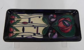 A Moorcroft Rectangular Shape Pin Dish approx 195 x 85 cms (Renee Mackintosh design) 1995.
