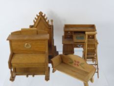 Miscellaneous Doll's Furniture, including a piano, coronation chair, bench, ladder and a
