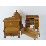 Miscellaneous Doll's Furniture, including a piano, coronation chair, bench, ladder and a