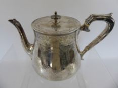 A Victorian Silver Tea Pot, London hallmark, mm Edward Hutton dated 1880, approx 520 gms