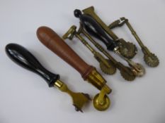 Antique Brass Leather Binding Tools, approx seven in total.