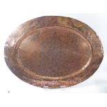 A Large Arts and Crafts-Style Hammered Copper Tray, approx 54 x 40 cms.