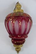 A Victorian Style Cranberry Glass Hall Light, approx 65 cms