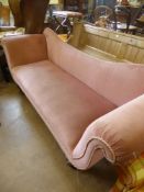 A Victorian Chaise Longue, covered in pink fabric, approx 203 x 67 x 80 cms.(wf)