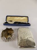 A Solid Silver Cigarette Case, Birmingham hallmark 1903, mm G.Loveridge & Co, together with an