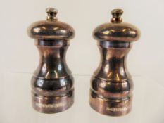 A Pair of Silver Salt and Pepper Grinders, hallmarked Birmingham, mm AJP.