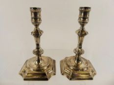 A Pair of Sterling Silver Candlesticks, Birmingham hallmark, dated 1974, mm JB Chatterley & Sons,