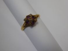 A Victorian 22 ct Yellow Gold Ruby and Seed Pearl Ring, Birmingham hallmark, mm WE, size M, approx