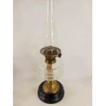 An Edwardian Brass and Opaque Glass Oil Lamp, approx 56 cms