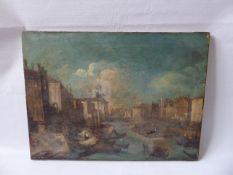 A Late 18th Century Oil on Canvas, depicting Venice, the frame incised FH, approx 48 x 66 cms,