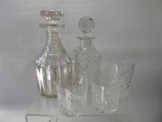 A Collection of Glass, including antique heavy cut glass ringed whisky decanter, six cut glass