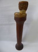 An Antique Tribal Wood and Goats Skin Pillar Drum, approx 100 cms, the drum tapered in design with