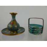 A Quantity of Cloisonné, comprising a miniature baluster vase, four trinket dishes on stand and a