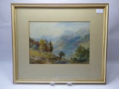 Late Victorian Watercolour, depicting a Highland scene, indistinct signature lower left, approx 25 x