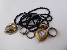 Miscellaneous Antique and other Jewellery, including a silver and quartz brooch, silver wedding