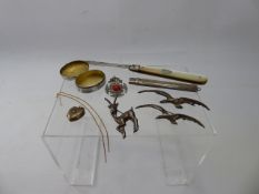 A Collection of Items, including mother of pearl pen knife (W.S.), pill box, pencil case together