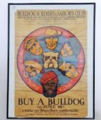 A British WWI Propaganda Colour Poster for 'The Bulldog Soldiers' and Sailors' Club', 75 cm x 51