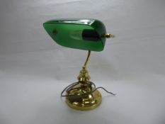 A Green Glass and Brass Accountants Lamp.