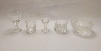 A Quantity of Glass, including nine water glasses, six whisky tumblers, five sherry glasses, three