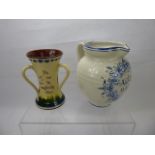 A Cream and Blue Porcelain Jug, marked 'AQ19 AD Malva', approx 19 cms high, together with a