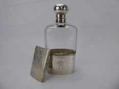 Gentleman's Lot, a silver and glass hip flask, Birmingham hallmark, dated 1903, mm A & J Z