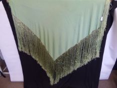 A Vintage Chinese Silk Shawl, in pistachio.