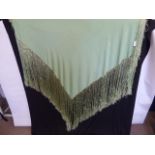 A Vintage Chinese Silk Shawl, in pistachio.