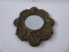 A 19th Century French Brass Repoussé Mirror, approx 50 x 45 cms