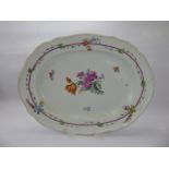 An Antique Meissen Meat Plate, approx 45 x 30 cms, hand painted with floral spray. (af)
