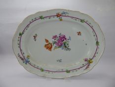 An Antique Meissen Meat Plate, approx 45 x 30 cms, hand painted with floral spray. (af)