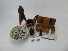 Gentleman's Lot, Dunhill ceramic pipe rest, Italian ceramic pipe rest, Dunhill leather pipe pouch