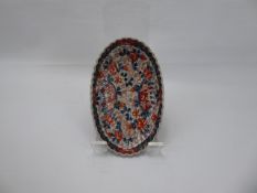 A Japanese Imari Hand Painted Oblong Dish, fluted rim with foliate decoration, approx 21.5 x 13