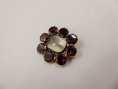 An Antique 14 ct Yellow Gold Moonstone and Tourmaline Pendant Brooch, approx wt. 6 gms, moonstone 13