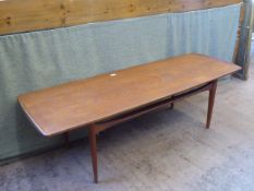 A 20th Century Retro Danish Designer Teak Coffee Table, approx 150 x 51 cms, bearing label for C.