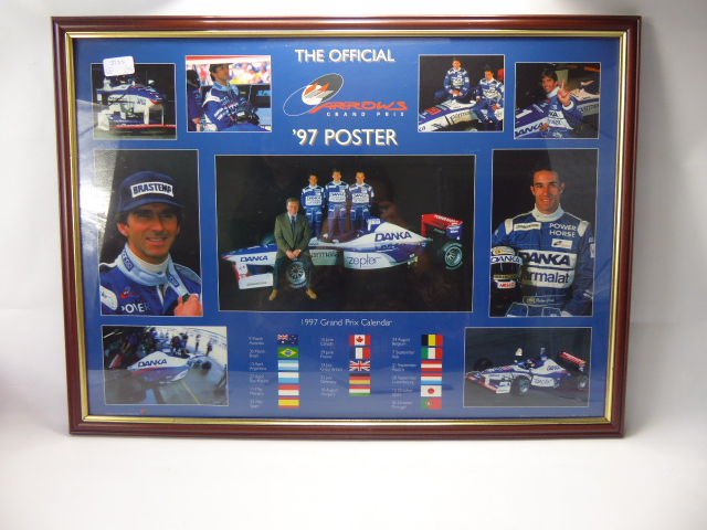 Miscellaneous Photographic and Other Prints, including a Ferrari on track, Schumacher and Irvine