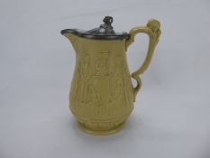 A 19th Century Ridgway & Abington Pottery Relief Moulded Jug, the jug with pewter lid depicts a