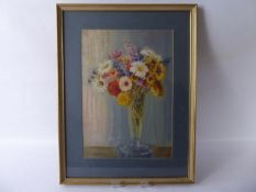 W. Ellison 20th Century Oil on Board, Floral Still Life, approx 61 x 41.7 cms, framed and glazed.