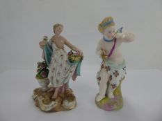 A 19th Century Meissen Figurine, with crossed swords, incised 1662 and 117, together with a