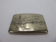 A Sterling Silver Japanese Niello Cigarette Case, depicting Mount Fuji, approx 12 x 8 cms, stamped