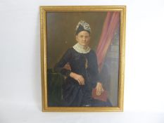 A 19th Century Oil on Canvas, a half portrait depicting a woman, approx 55 x 41 cms, framed,