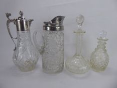 Miscellaneous Cut-Glass, including a claret jug, water jug and two miniature decanters and