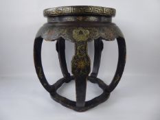 An Ebonised Plant Stand, in the Chinoisserie style, with foliate design, approx 49 cms.