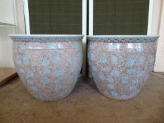 A Pair of Chinese Style Pot Planters, depicting floral design, approx 36 x 40 cms.