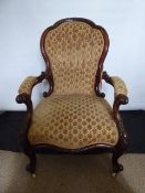 An Antique Walnut Framed Chair, with tapestry upholstery. Property of a Hampshire gentleman.