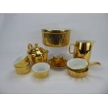 A Part Royal Worcester Lustre Ware Porcelain, including ice barrel, coffee pot, tea pot, large