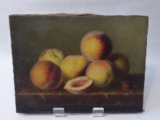 A French Late 18th/Early 19th Century, Oil on Canvas 'Still Life with Peaches', approx 24 x 32.5 cm,