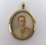 Ernest Rinzi (1836-1909) Portrait miniature of an Edwardian Gentleman, approx 7 x 5 cms, contained